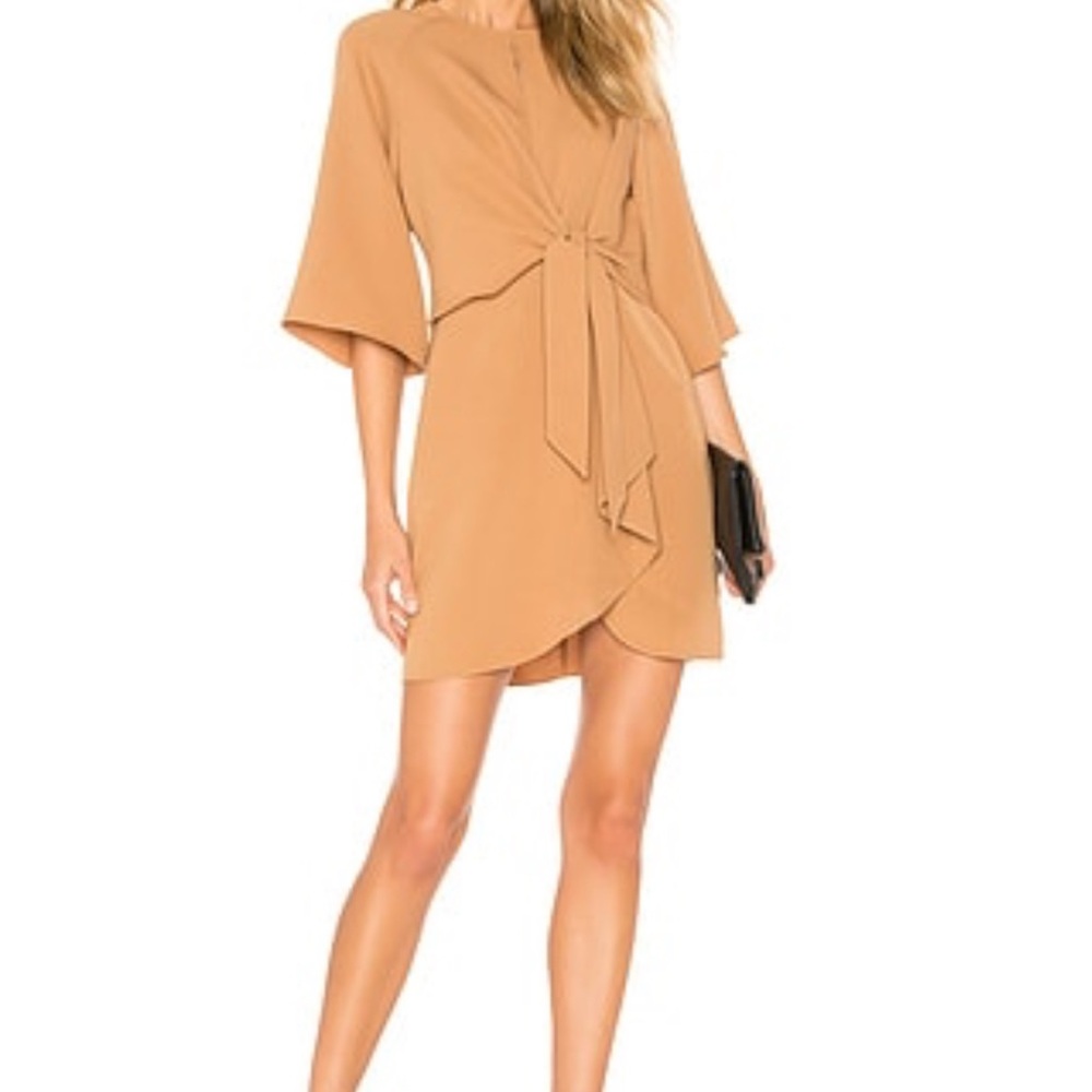 Likely Tan Mini Dress with Tie Front